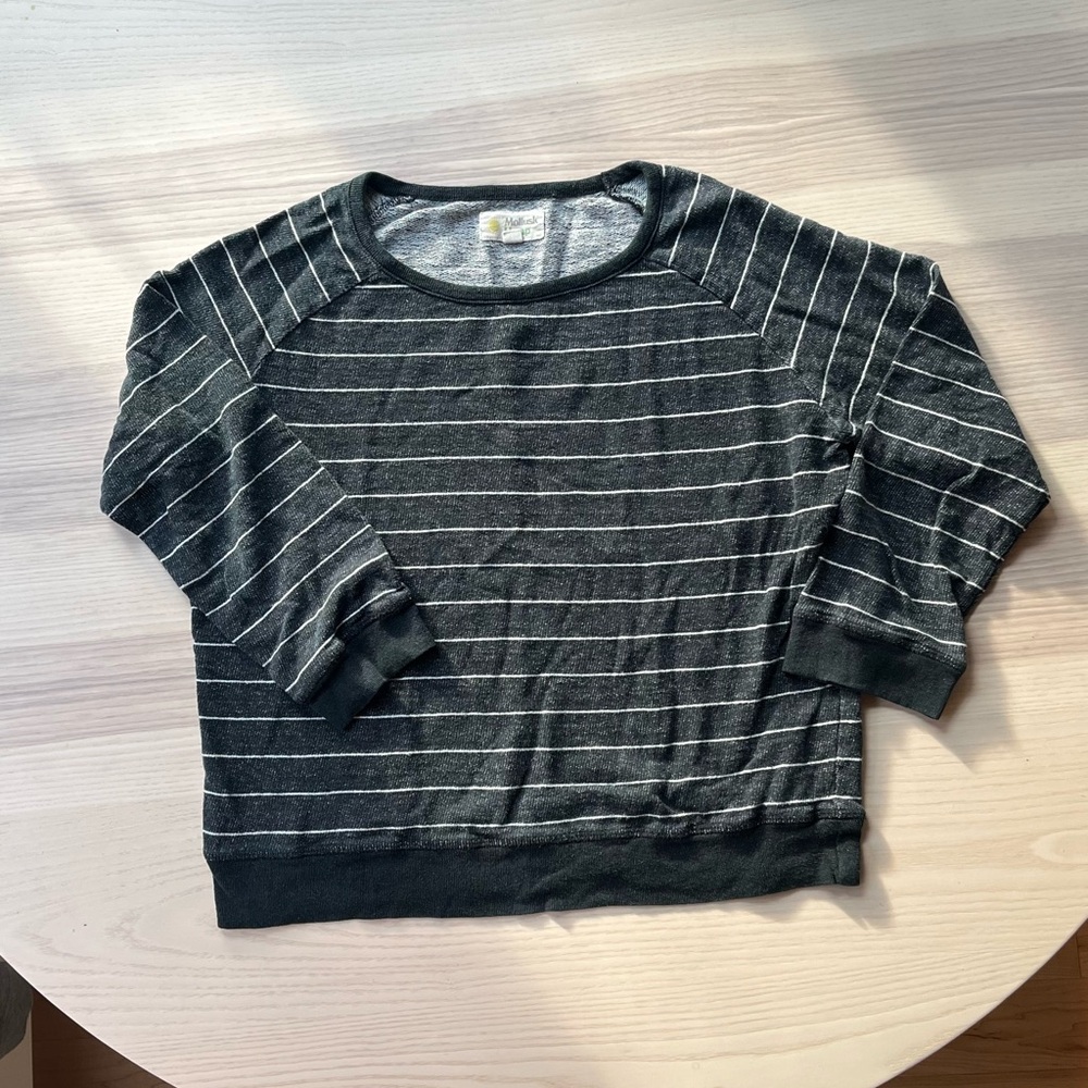 Charcoal Striped Women's Crew Neck Sweater
